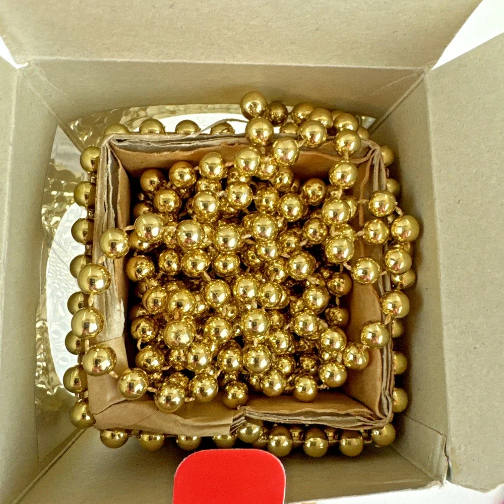 100 feet gold bead Garland new open box Christmas tree decoration